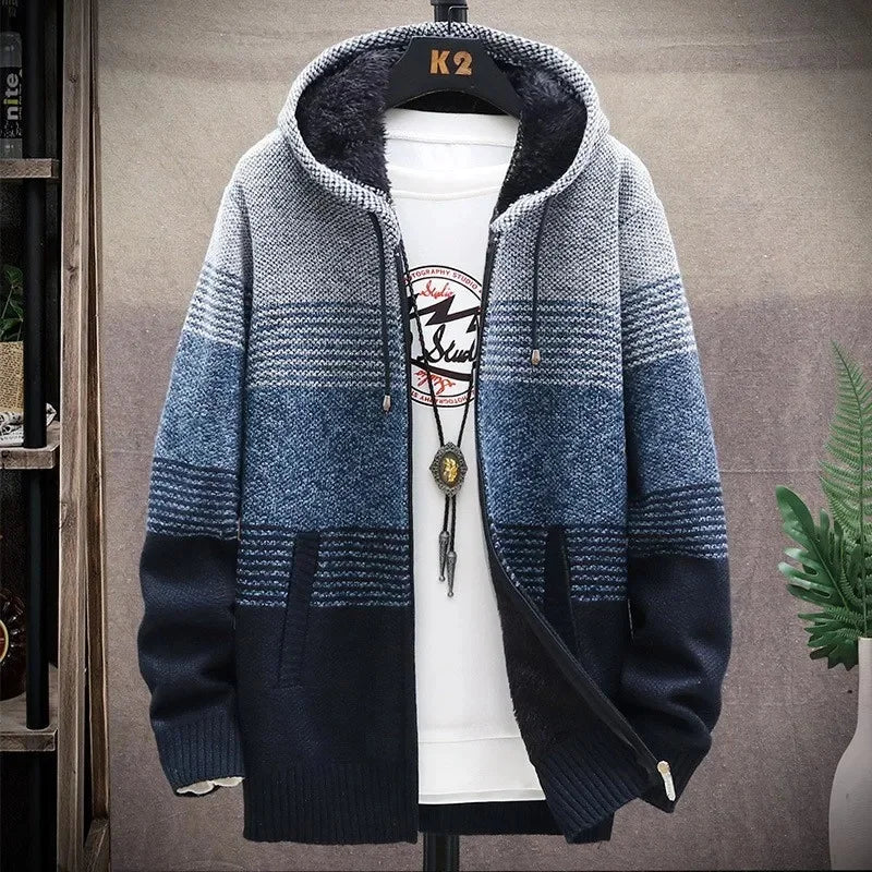 Women's Thickened Fleece Hooded Cardigan | Winter Knitwear