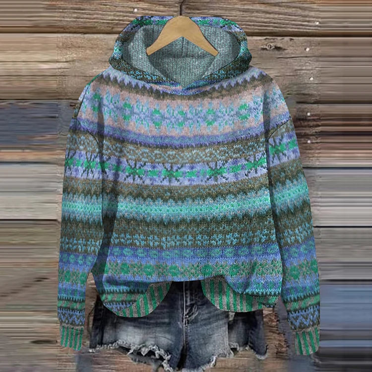 Norwegian Pattern Hoodie | Women's Sweatshirt for Cozy Style 0