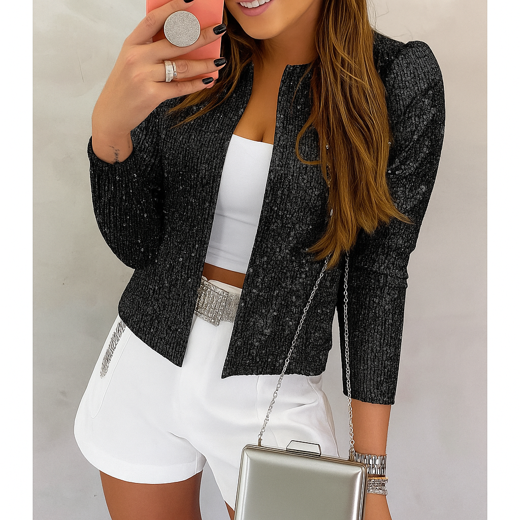 Olive Glitter Jacket | Women's Party Jacket