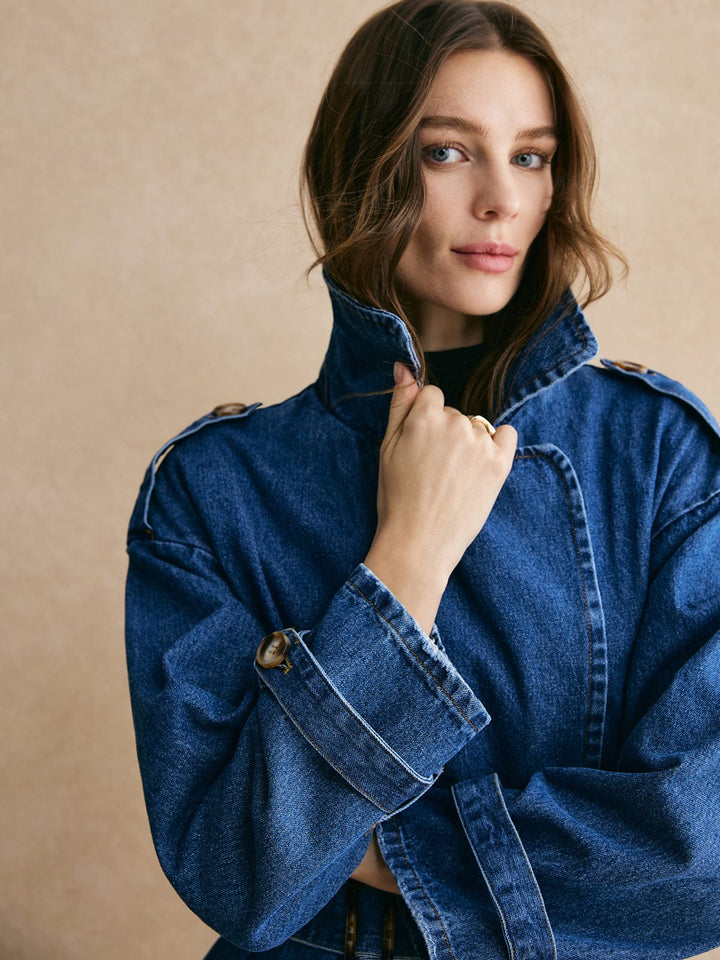 Oversized Denim Trench Coat | Women’s Casual Outerwear
