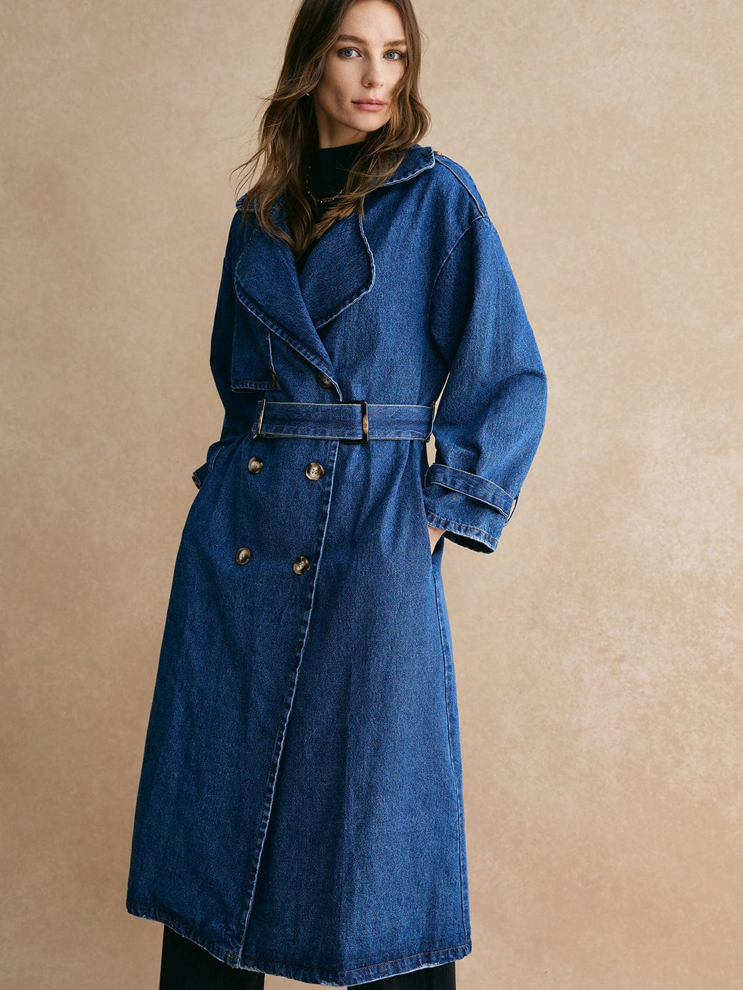 Oversized Denim Trench Coat | Women’s Casual Outerwear