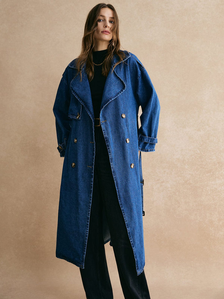 Oversized Denim Trench Coat | Women’s Casual Outerwear
