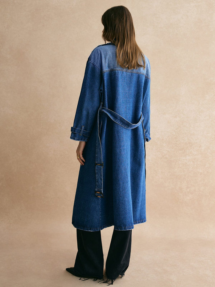 Oversized Denim Trench Coat | Women’s Casual Outerwear