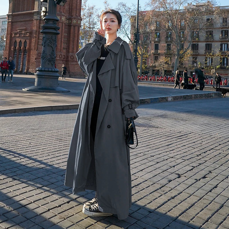 Oversized Women's Trench Coat | Classic Double Breasted Style