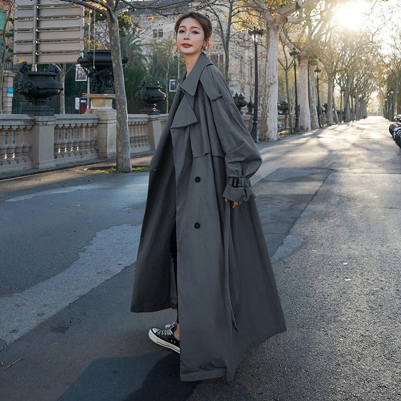 Oversized Women's Trench Coat | Classic Double Breasted Style