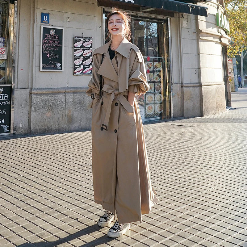 Oversized Women's Trench Coat | Classic Double Breasted Style