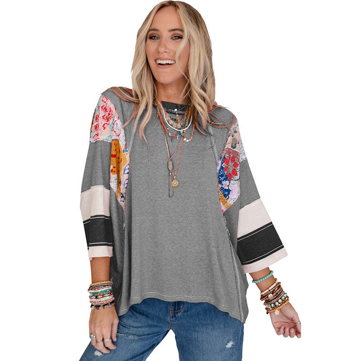 Patchwork Batwing Top | Women's Blouse for Casual Wear