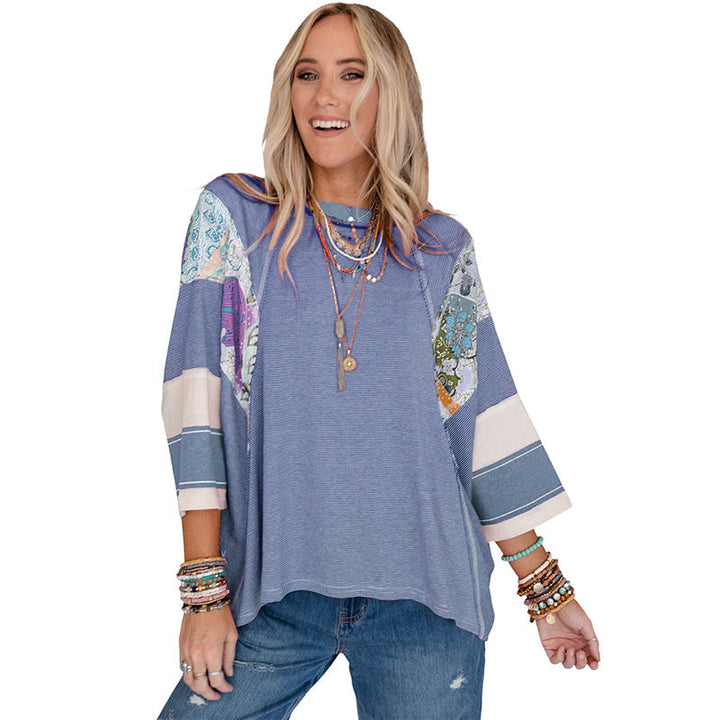 Patchwork Batwing Top | Women's Blouse for Casual Wear