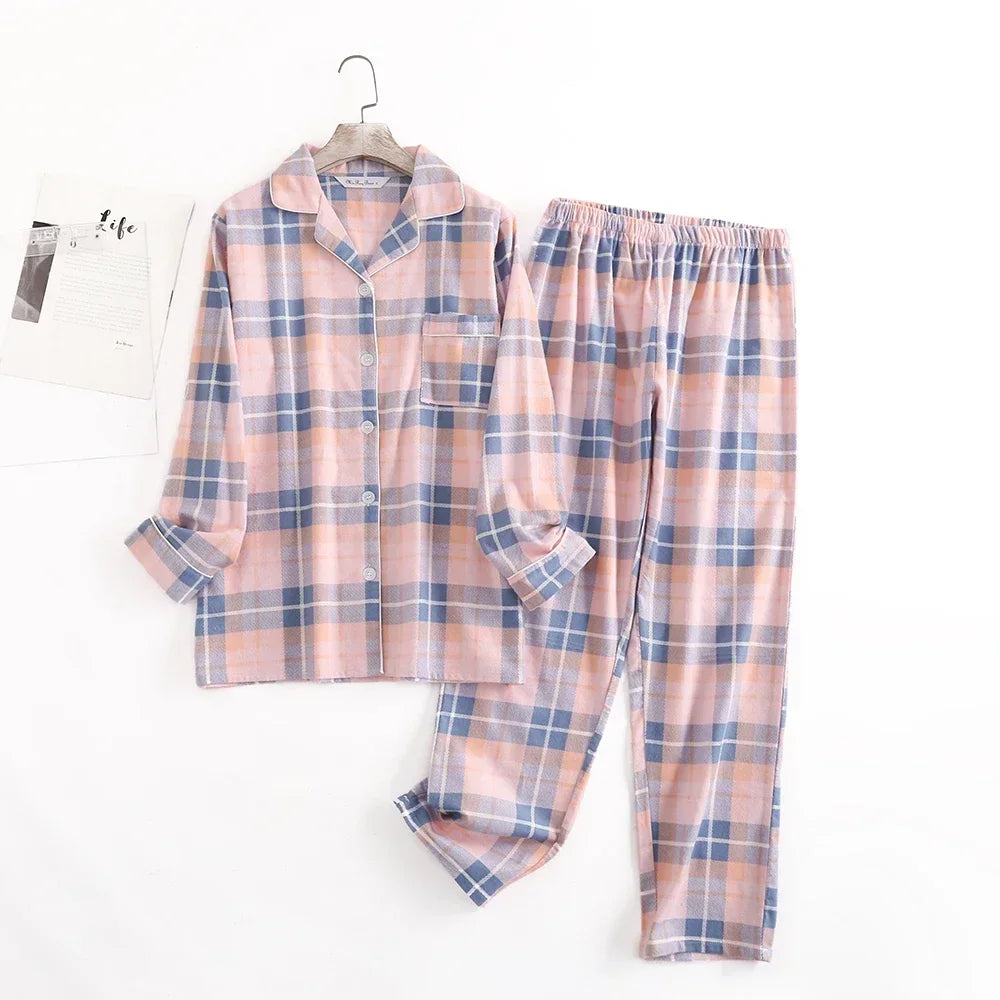 Plaid Cotton Flannel Pajama Set | Women's Sleepwear