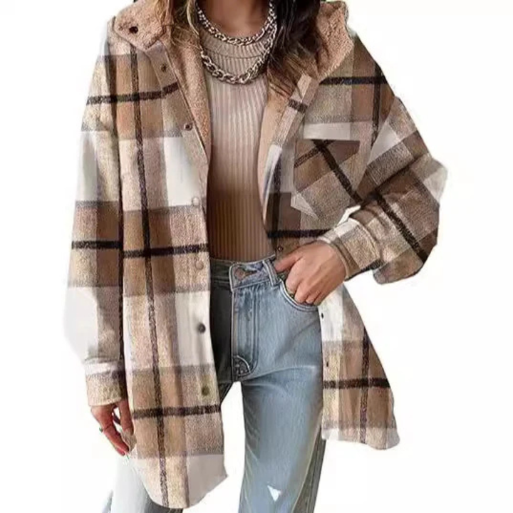 Plaid Hooded Jacket | Relaxed Fit Outerwear for Women
