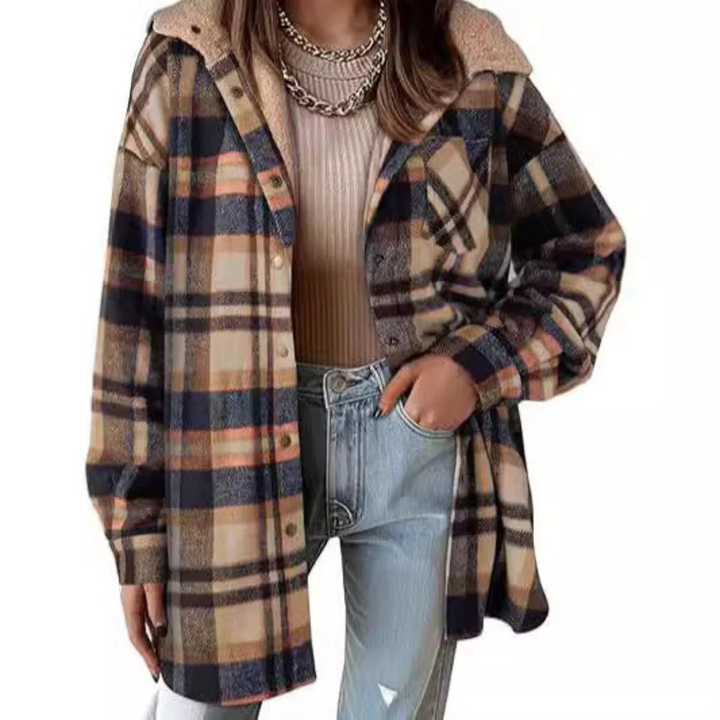 Plaid Hooded Jacket | Relaxed Fit Outerwear for Women