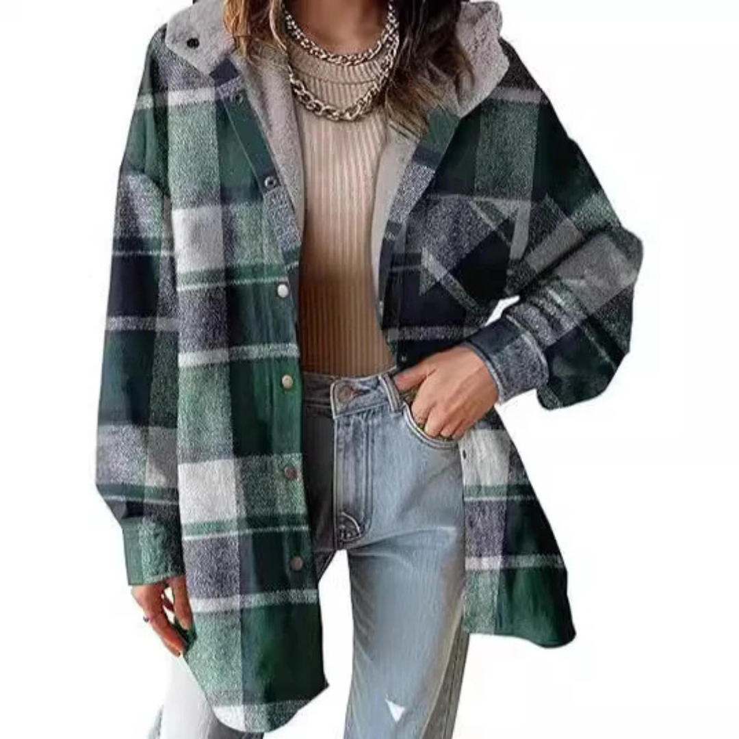 Plaid Hooded Jacket | Relaxed Fit Outerwear for Women