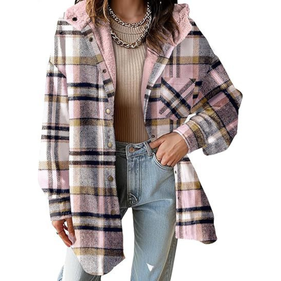 Plaid Hooded Jacket | Relaxed Fit Outerwear for Women