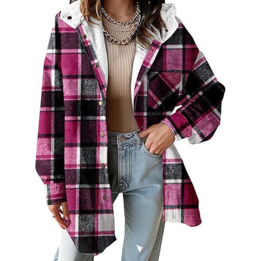 Plaid Hooded Jacket | Relaxed Fit Outerwear for Women