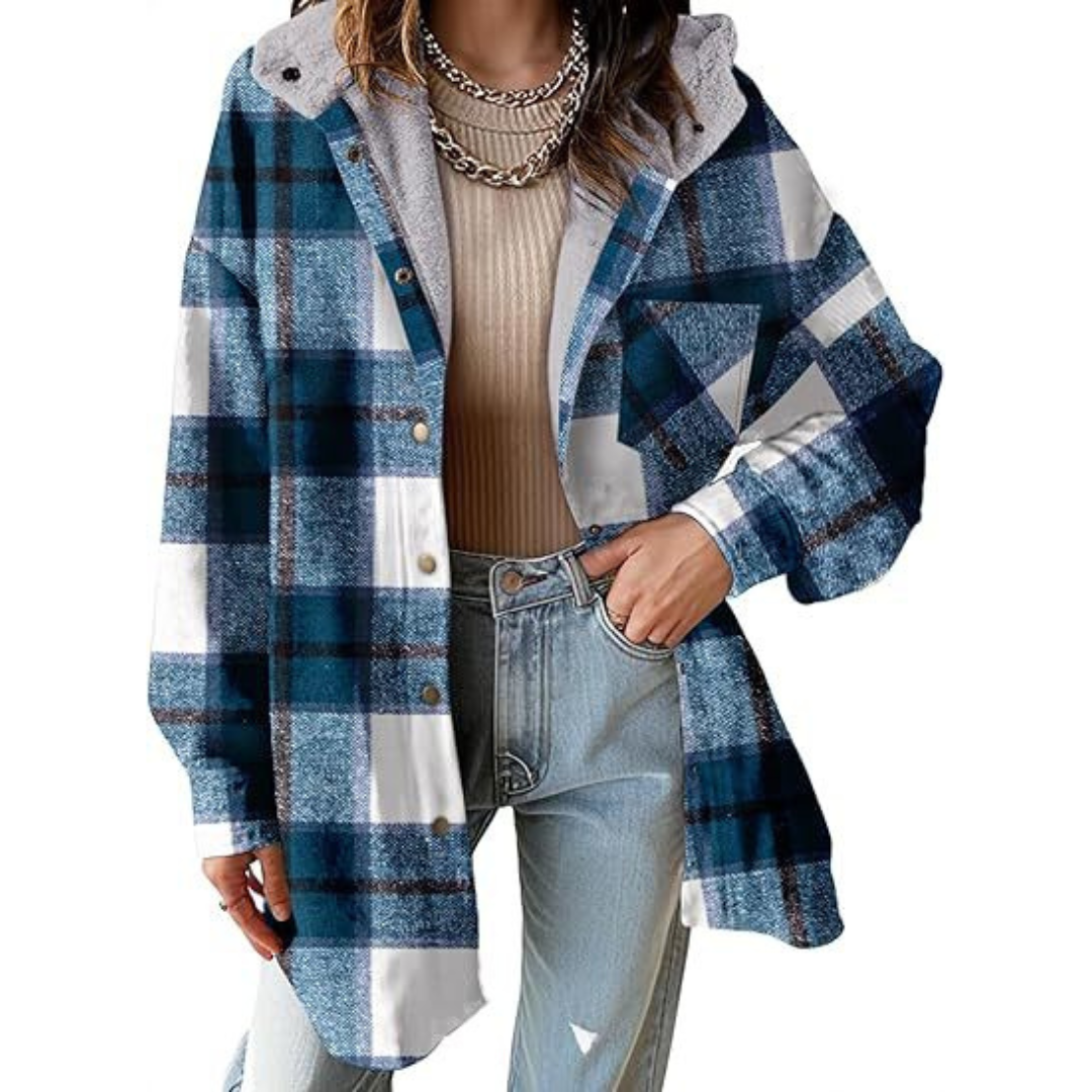 Plaid Hooded Jacket | Relaxed Fit Outerwear for Women