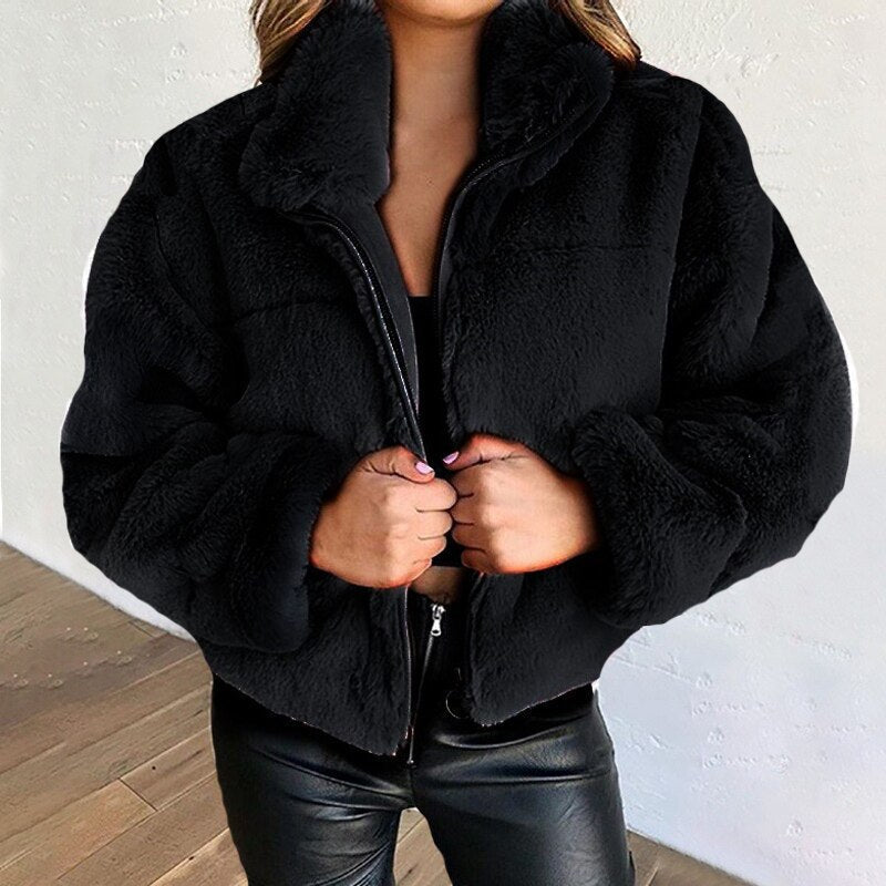 Plush Short Fur Coat | Women's Winter Jacket 3