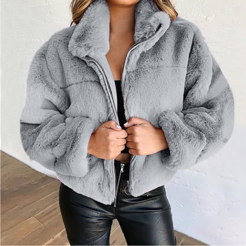 Plush Short Fur Coat | Women's Winter Jacket 4