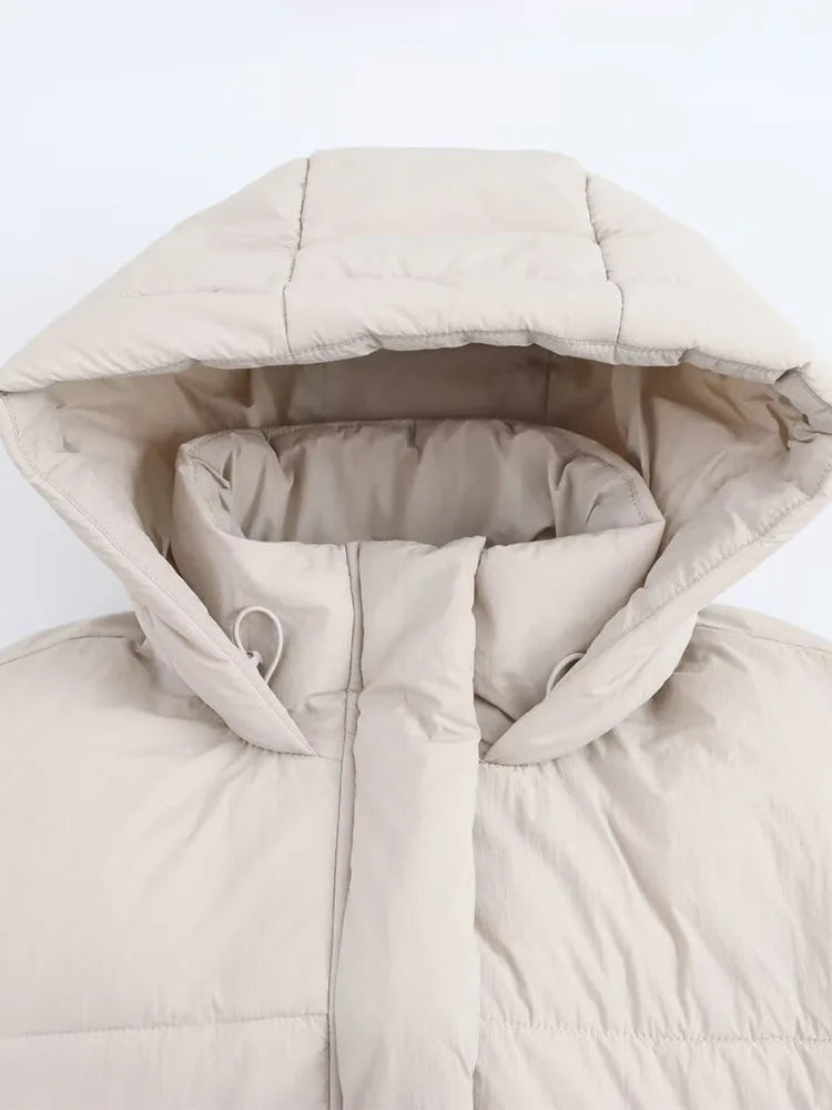 Quilted Hooded Puffer Jacket Women | Stylish Winter Coat