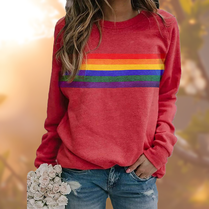 Rainbow Striped Long Sleeve Sweatshirt | Vintage Style