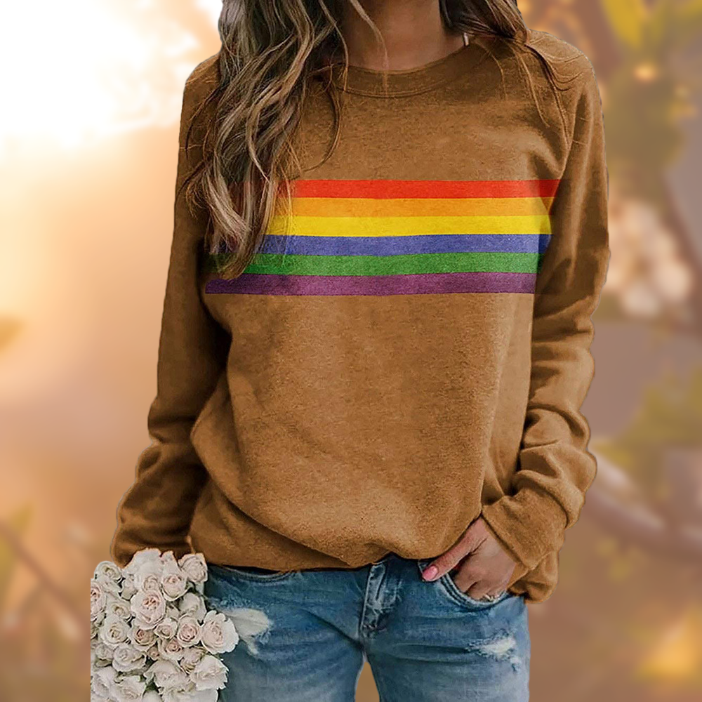 Rainbow Striped Long Sleeve Sweatshirt | Vintage Style
