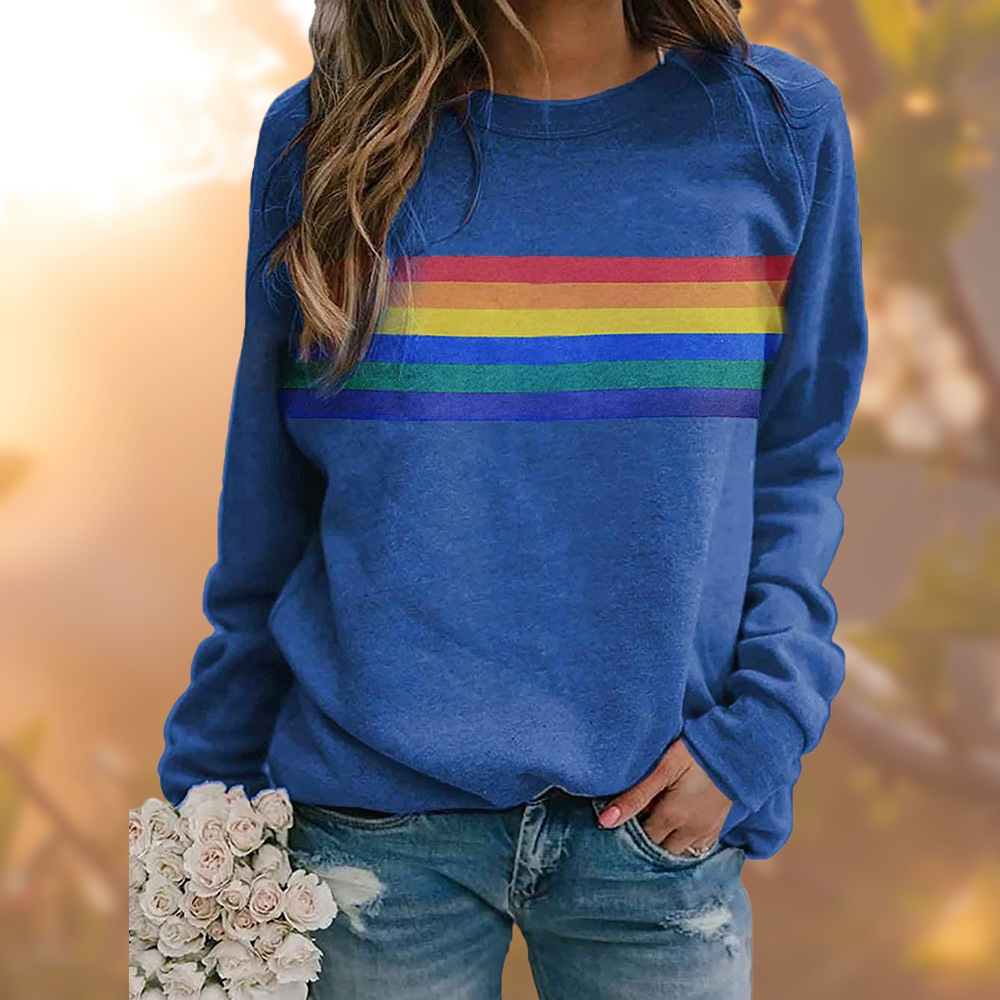 Rainbow Striped Long Sleeve Sweatshirt | Vintage Style