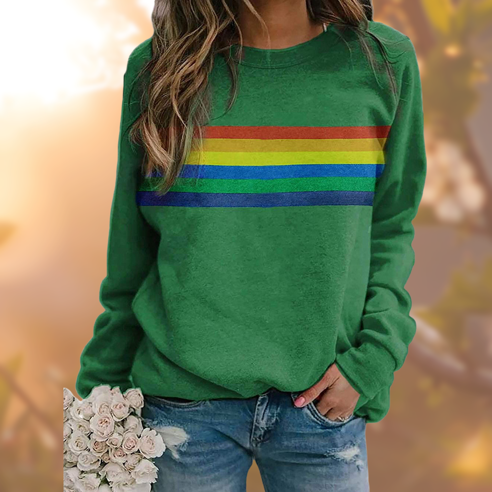 Rainbow Striped Long Sleeve Sweatshirt | Vintage Style