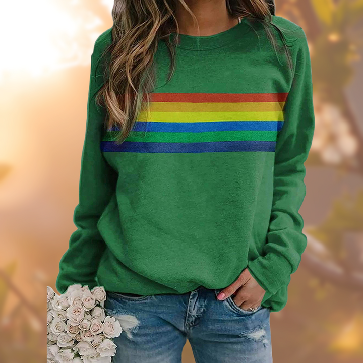 Rainbow Striped Long Sleeve Sweatshirt | Vintage Style