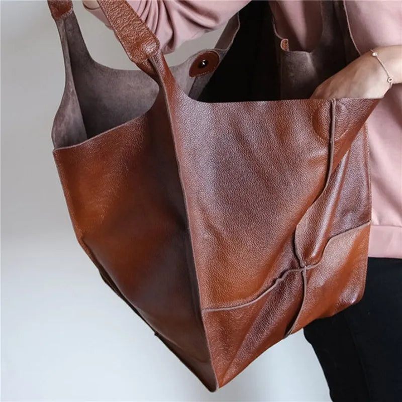 Millicent | Oversized Leather Tote Bag