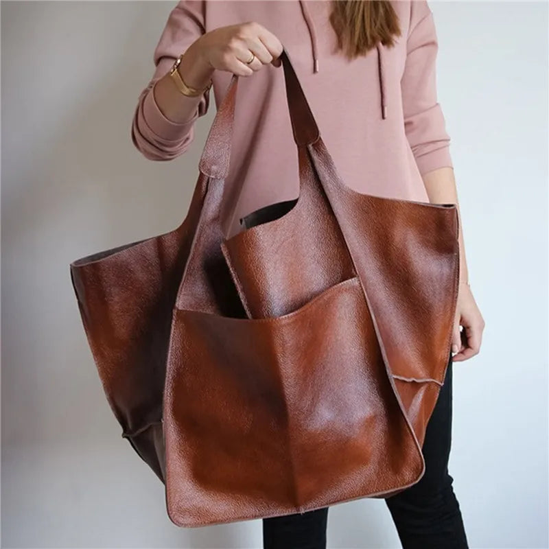 Millicent | Oversized Leather Tote Bag