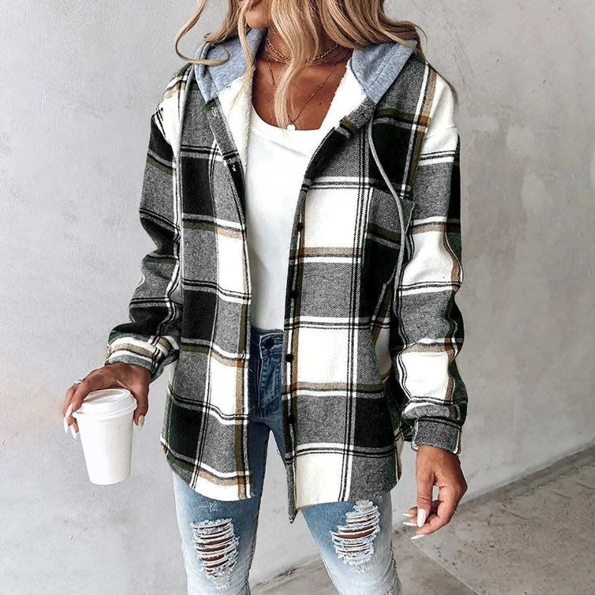 Isabella Shirt Jacket, women's hooded plaid jacket - view 4