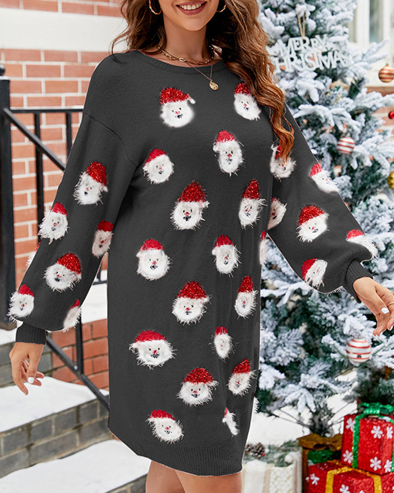 Santa Claus Sweater Dress | Women's Holiday Dress