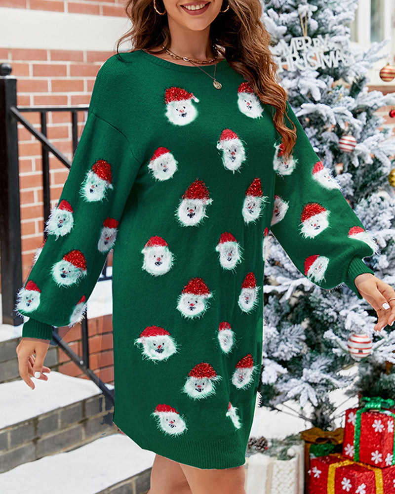 Santa Claus Sweater Dress | Women's Holiday Dress