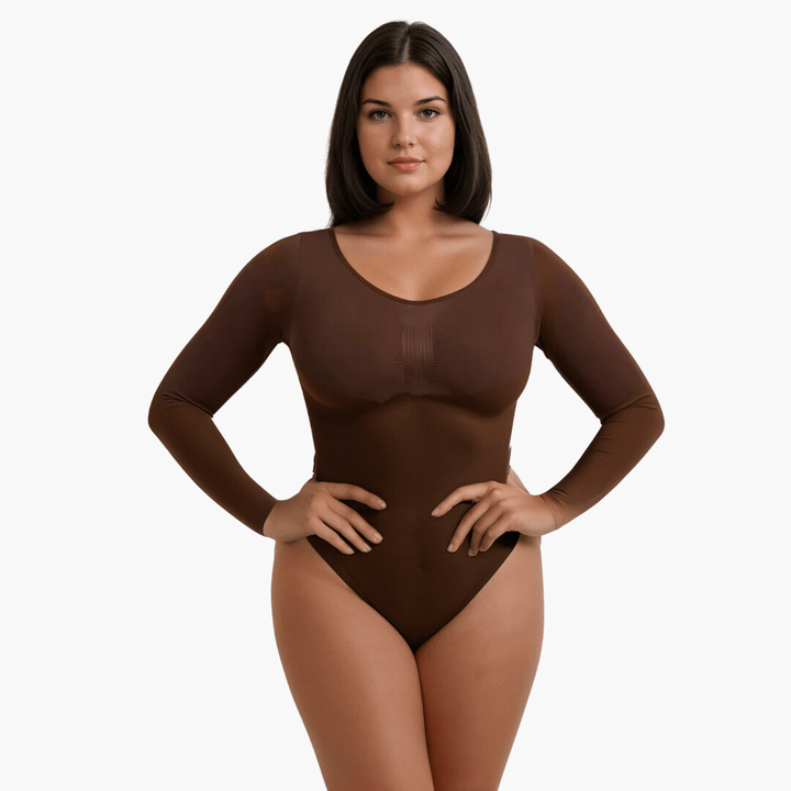 Seamless Long Sleeve Bodysuit Thong | Shapewear Bodysuit