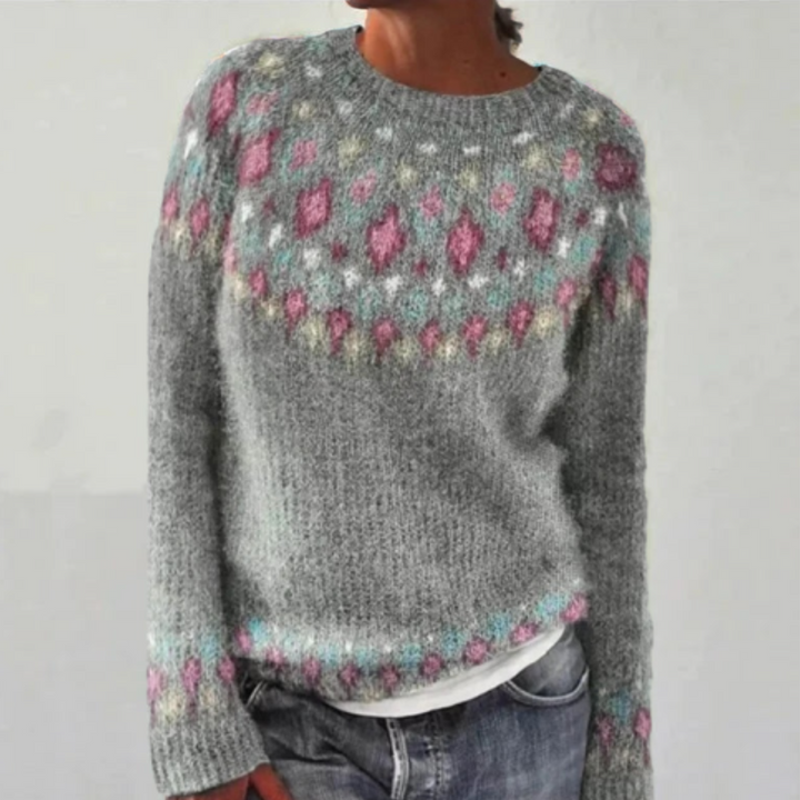 Shea Cotton Sweater | Women's Sweater with Striped Embroidery