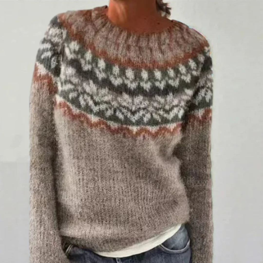 Shea Cotton Sweater | Women's Sweater with Striped Embroidery