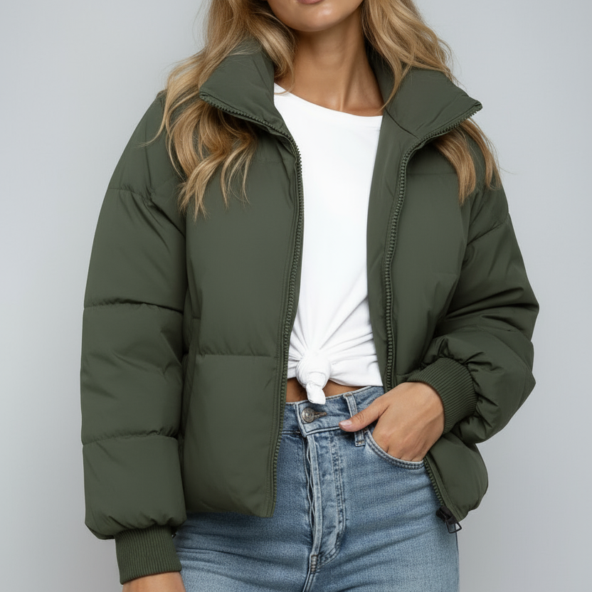 Short Puffer Jacket | Stylish High Collar Winter Coat 3