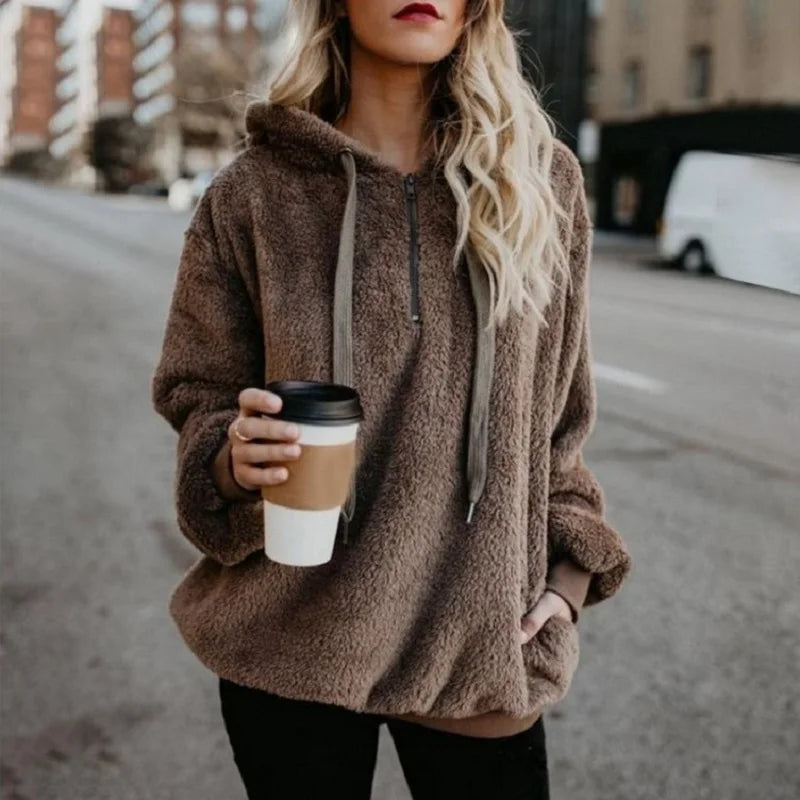 Solid Color Women's Hooded Sweater Coat | Fashion Layering Piece