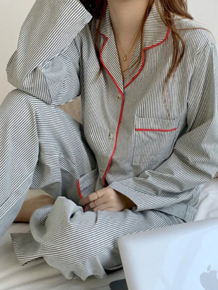 Striped Button-Up Pajama Set | Women's Sleepwear