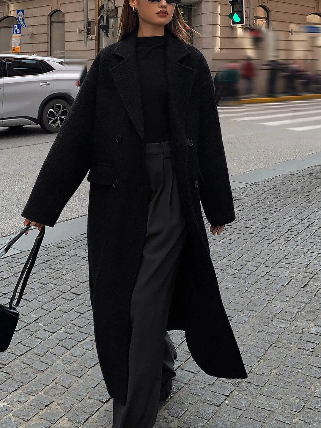 Tweed Wool Blend Long Coat | Women's Winter Coat