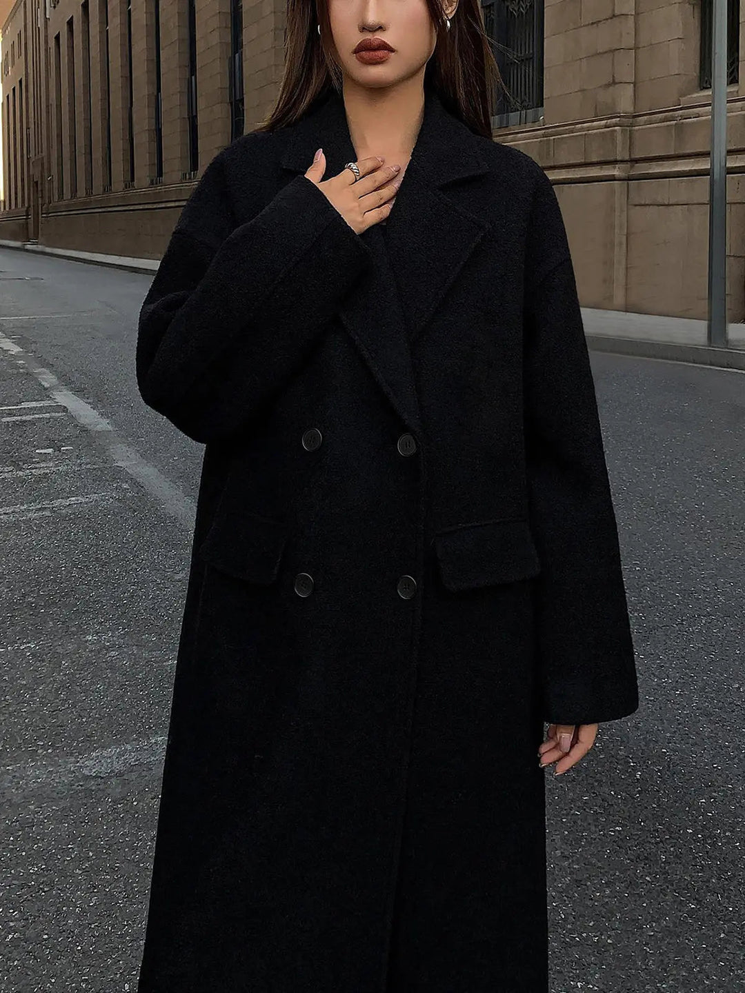 Tweed Wool Blend Long Coat | Women's Winter Coat