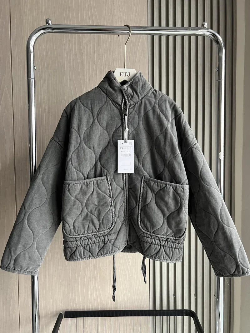Vintage High Collar Quilted Jacket | Women's Winter Coats
