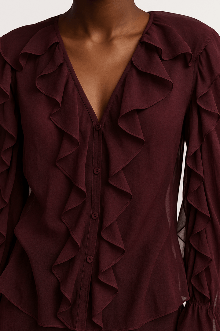 White Ruffled Blouse | Women's Long Sleeve Summer Top