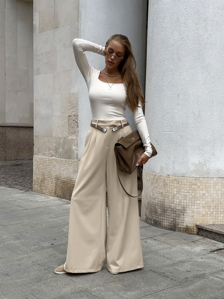 Wide Leg Trousers | Women's High Waisted Casual Pants