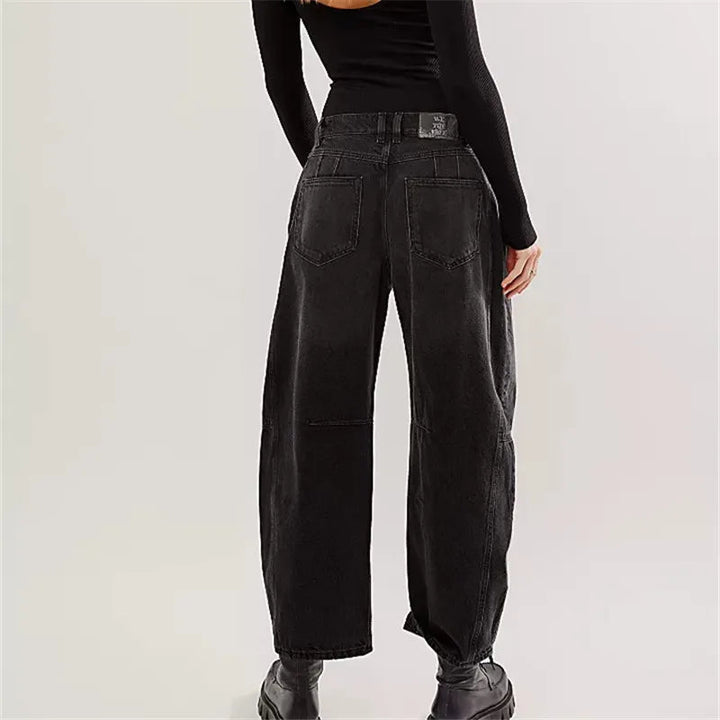 Women's Baggy Jeans with Elastic Cuffs | Casual Denim Pants