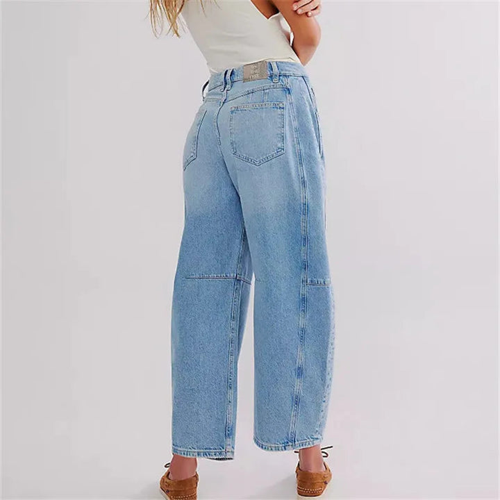 Women's Baggy Jeans with Elastic Cuffs | Casual Denim Pants