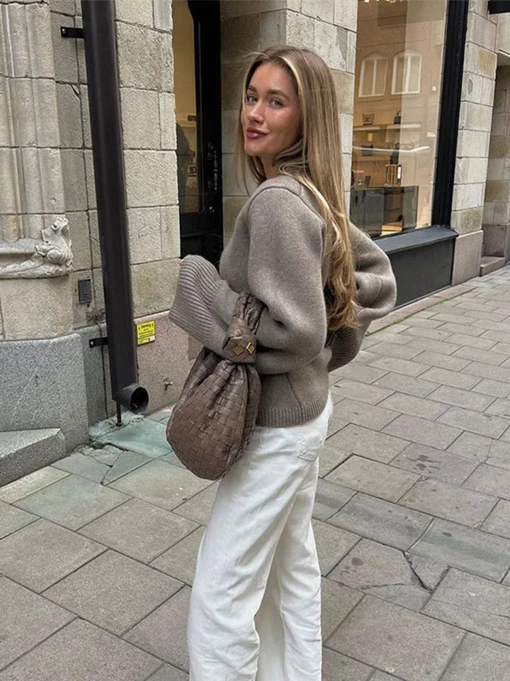 Women's Cardigan Sweater with Patch Pockets | Cozy Knitwear