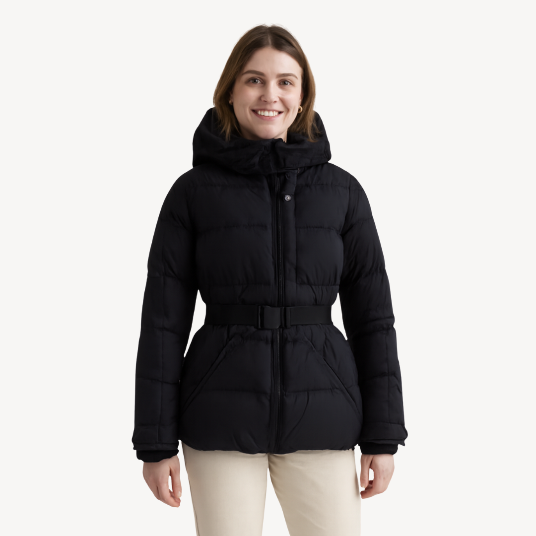 Women's Puffer Jacket with Belt | Stylish Winter Coat