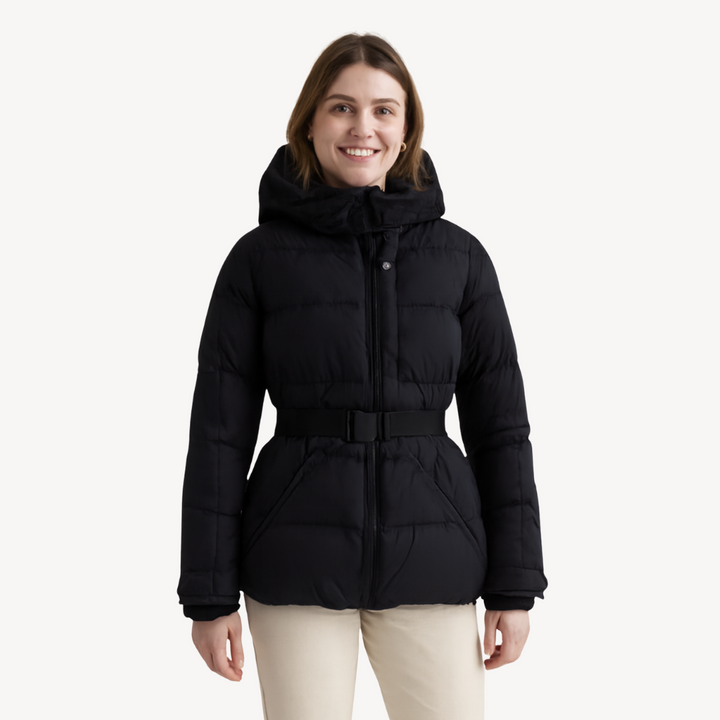 Women's Puffer Jacket with Belt | Stylish Winter Coat