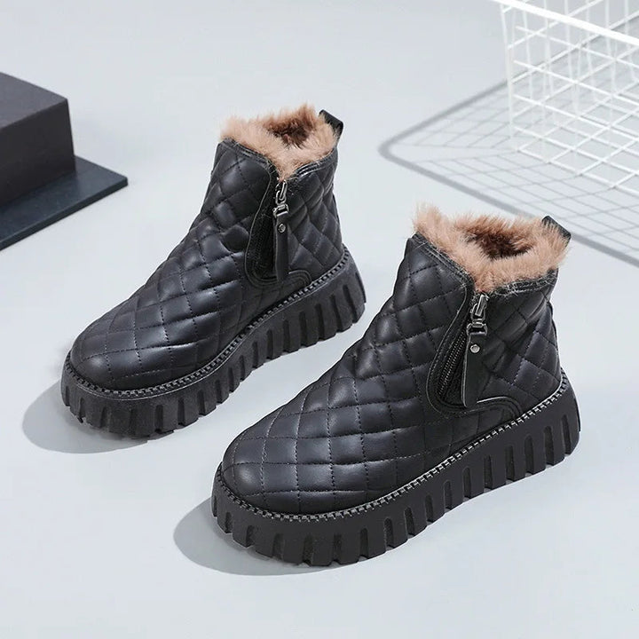 Women's Winter Boots with Fur Lining | Stylish Zipper Design