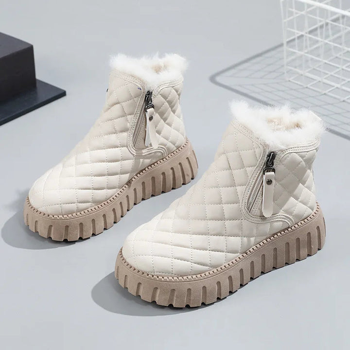 Women's Winter Boots with Fur Lining | Stylish Zipper Design